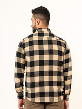 Beige Checks 2 Pockets Full Sleeves Combed Cotton Shirt