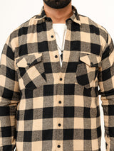 Beige Checks 2 Pockets Full Sleeves Combed Cotton Shirt