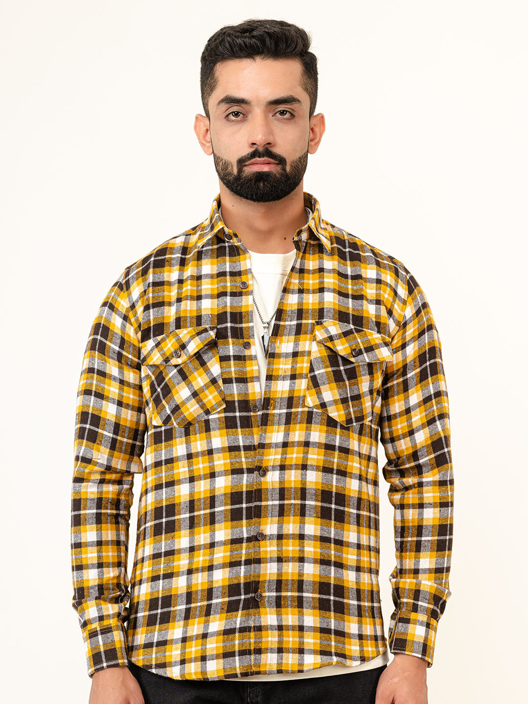 Multi Checks 2 Pockets Full Sleeves Combed Cotton Shirt