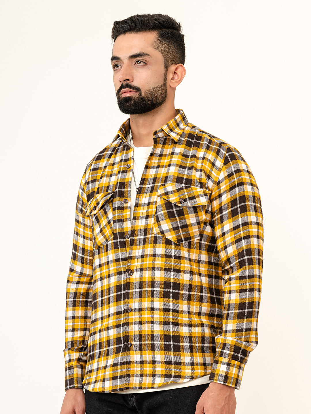 Multi Checks 2 Pockets Full Sleeves Combed Cotton Shirt