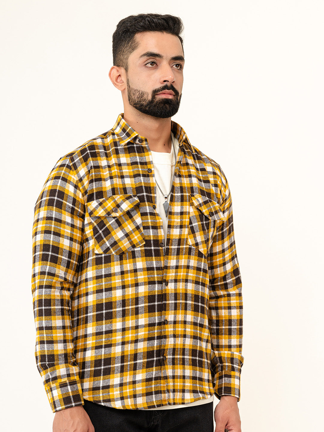 Multi Checks 2 Pockets Full Sleeves Combed Cotton Shirt