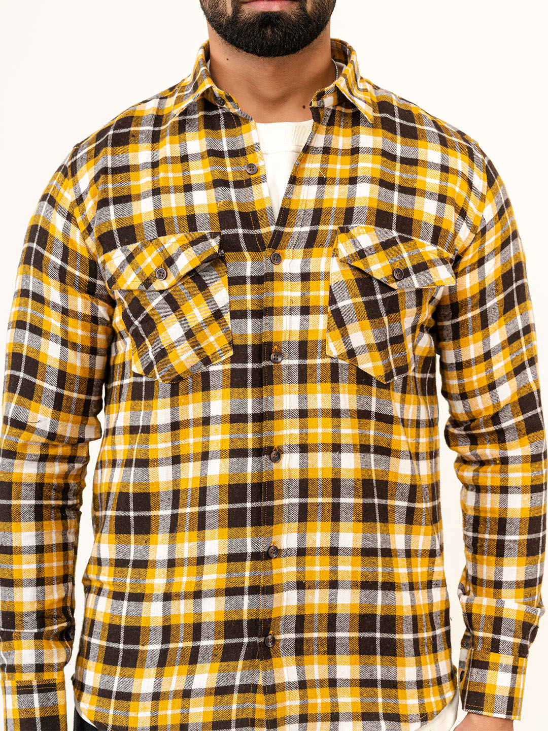 Multi Checks 2 Pockets Full Sleeves Combed Cotton Shirt