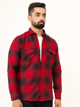 Red Checks 2 Pockets Full Sleeves Combed Cotton Shirt