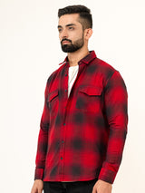 Red Checks 2 Pockets Full Sleeves Combed Cotton Shirt