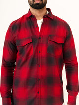 Red Checks 2 Pockets Full Sleeves Combed Cotton Shirt