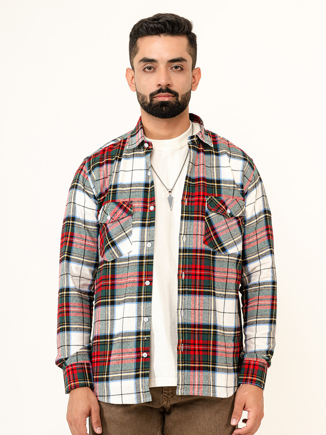 Multi Checks 2 Pockets Full Sleeves Combed Cotton Shirt