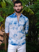 Blue Tie-Dye Full Sleeves Cotton Shirt