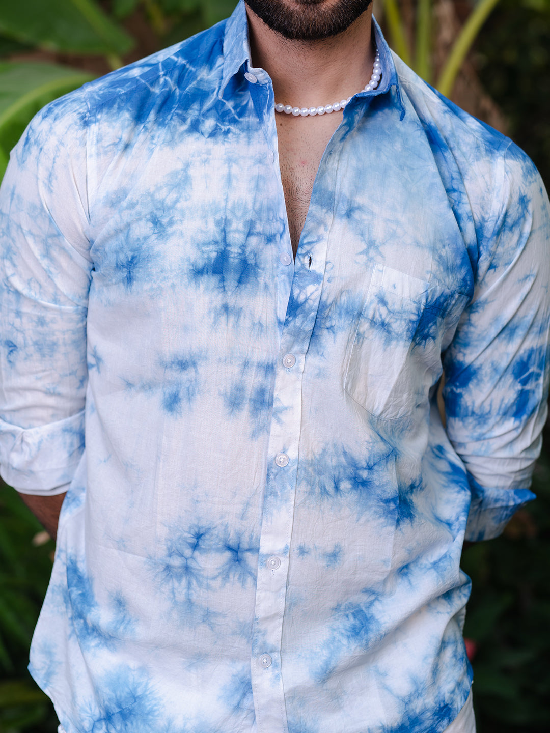 Blue Tie-Dye Full Sleeves Cotton Shirt