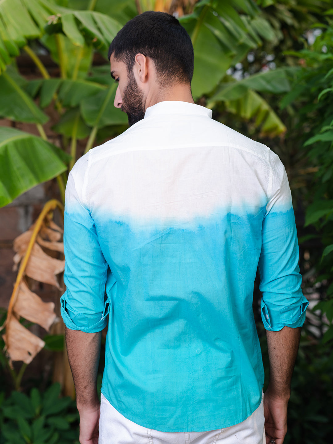 Ocean Blue Tie-Dye Full Sleeves Cotton Shirt