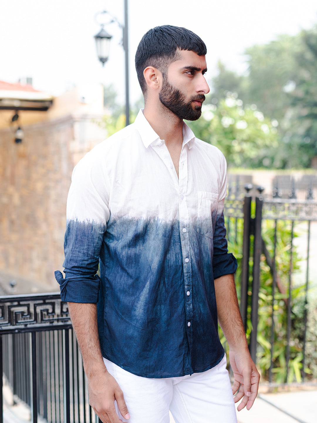 Black Tie-Dye Full Sleeves Cotton Shirt