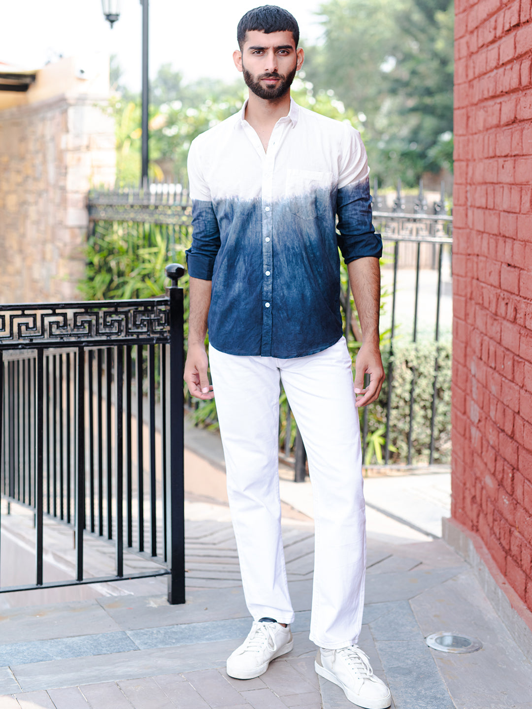 Black Tie-Dye Full Sleeves Cotton Shirt