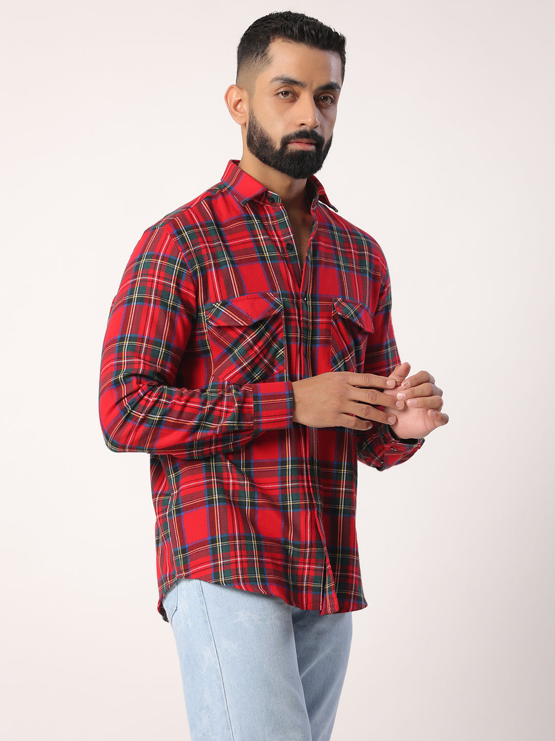 cotton check shirt for men