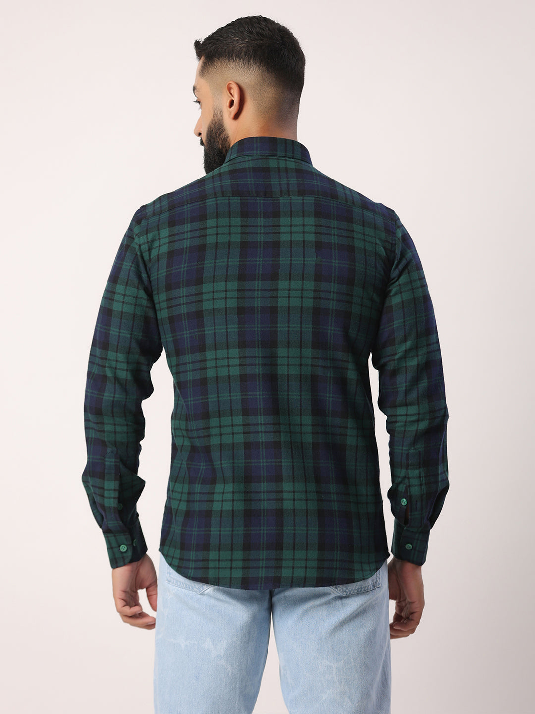 dark green check shirt