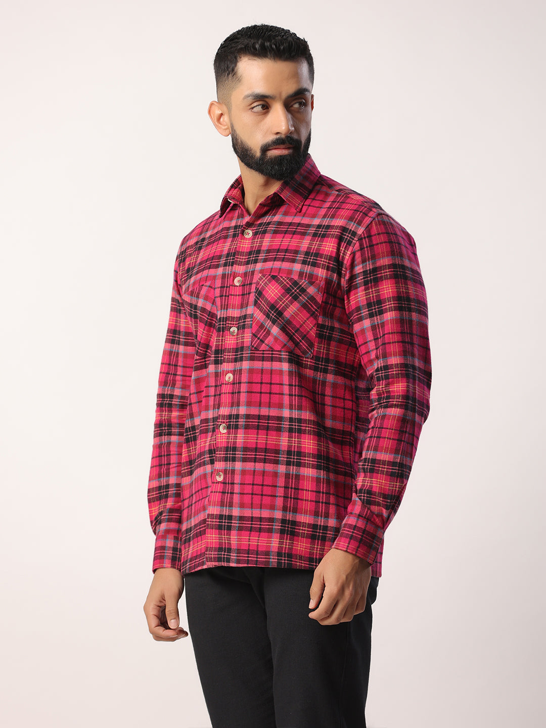 cotton check shirt for men