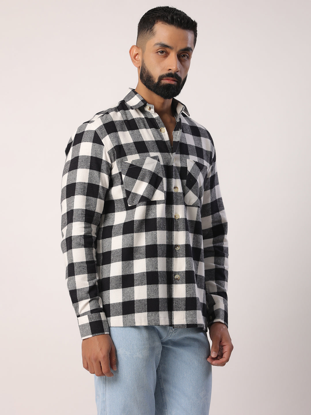 black check shirt