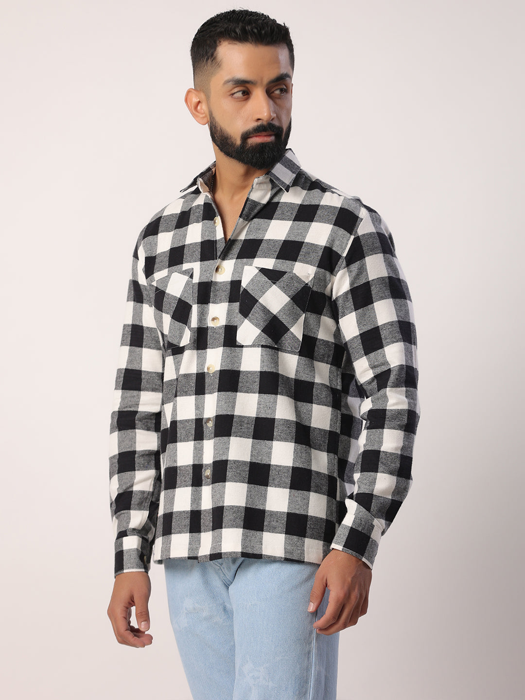 cotton check shirt for men