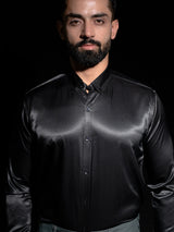 Black Full Sleeves Crepe Shirt