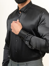 Black Full Sleeves Crepe Shirt