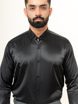 Black Full Sleeves Crepe Shirt