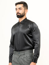 Black Full Sleeves Crepe Shirt