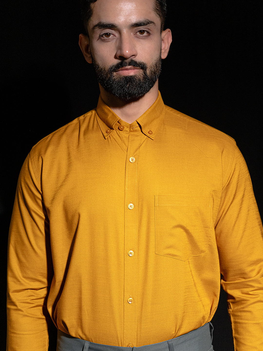 Mustard Yellow Full Sleeves Cotton Shirt