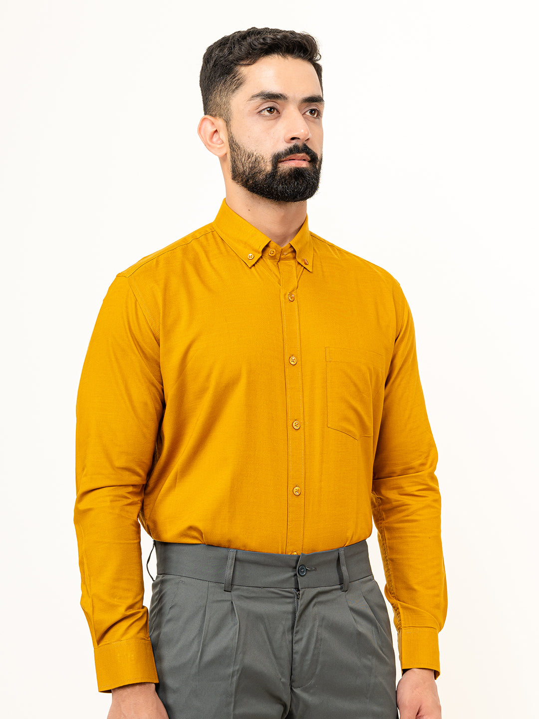 Mustard Yellow Full Sleeves Cotton Shirt