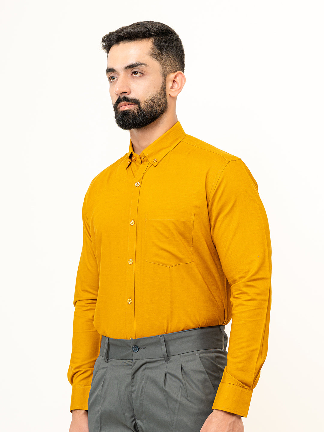 Mustard Yellow Full Sleeves Cotton Shirt