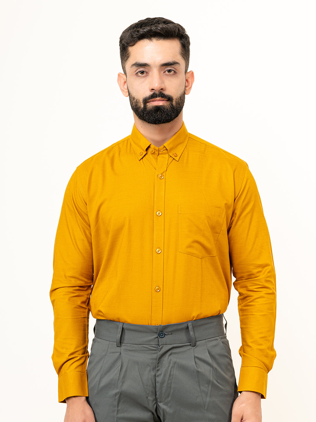 Mustard Yellow Full Sleeves Cotton Shirt