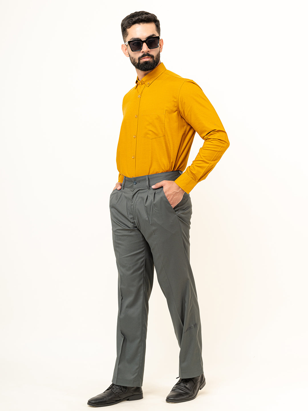 Mustard Yellow Full Sleeves Cotton Shirt