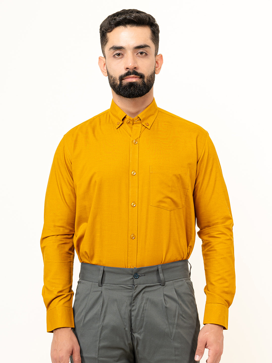 Mustard Yellow Full Sleeves Cotton Shirt