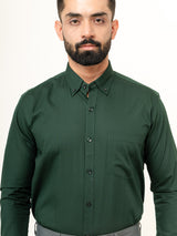 Dark Green Full Sleeves Cotton Shirt