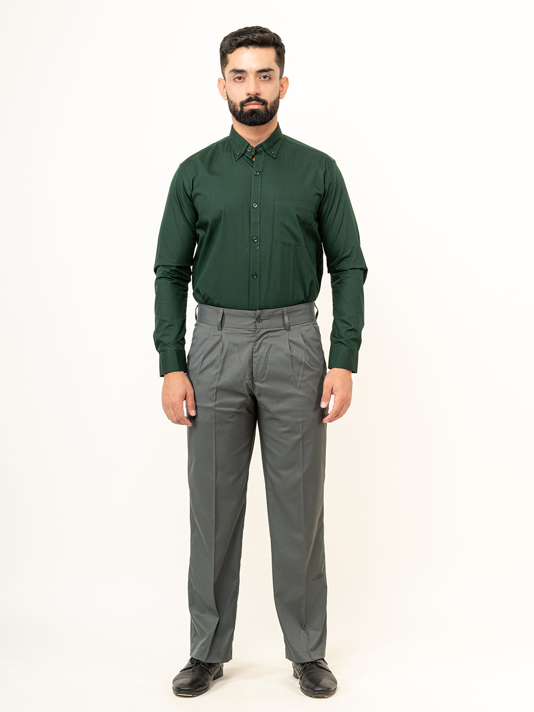 Dark Green Full Sleeves Cotton Shirt