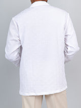 White Blocks Popcorn Textured Full Sleeves Shirt