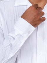 White Popcorn Textured Full Sleeves Shirt