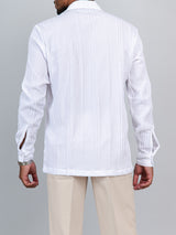 White Popcorn Textured Full Sleeves Shirt