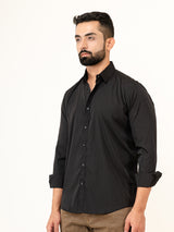 Black Full Sleeves Crepe Solid Shirt