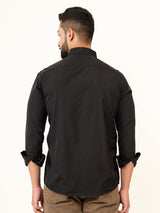 Black Full Sleeves Crepe Solid Shirt