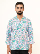 Multicolor Paisley Full Sleeves Cuban Collar Cotton Printed Shirt