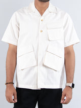 White 3 Pockets Oversized Twill Cotton Half Sleeves Shirt