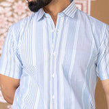 Light Blue Stripes 
Single Pocket 
Formal Shirt