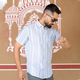 Light Blue Stripes 
Single Pocket 
Formal Shirt