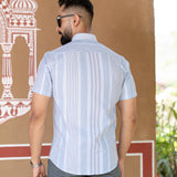 Light Blue Stripes 
Single Pocket 
Formal Shirt