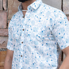 Sky Blue Floral Half Sleeve Printed shirt