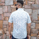 Sky Blue Floral Half Sleeve Printed shirt