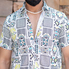 White Turkish Weave Half Sleeve  Printed Shirt