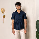 Dark Blue Turkish Weave Half Sleeve Shirt