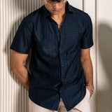 Dark Blue Turkish Weave Half Sleeve Shirt