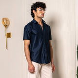 Dark Blue Turkish Weave Half Sleeve Shirt