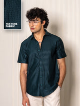 Teal Green Turkish Weave Half Sleeve Shirt