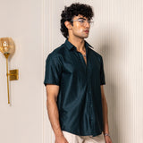 Teal Green Turkish Weave Half Sleeve Shirt